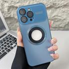 For iPhone 15 Pro Max Plating Large Window MagSafe Phone Case(Navy blue) - 1