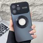 For iPhone 15 Pro Max Plating Large Window MagSafe Phone Case(Black) - 1