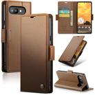 For Google Pixel 9a CaseMe 023 Butterfly Buckle Litchi Texture RFID Anti-theft Leather Phone Case(Brown) - 1