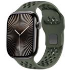 For Apple Watch 42mm / 41mm / 40mm / 38mm Mesh Reverse Buckle Silicone Watch Band(Olive Green) - 1