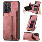 For Realme Neo7 Retro Leather Zipper Wallet Back Phone Case(Pink) - 1