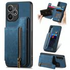 For Realme Neo7 Retro Leather Zipper Wallet Back Phone Case(Blue) - 1