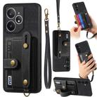 For Realme Neo7 Retro Cross Wristband Wallet Leather Back Phone Case(Black) - 1