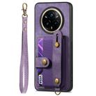 For Realme 14 Pro Retro Cross Wristband Wallet Leather Back Phone Case(Pink) - 2