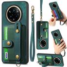 For Realme 14 Pro+ Retro Cross Wristband Wallet Leather Back Phone Case(Green) - 1