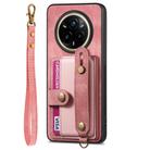 For Realme 14 Pro+ Retro Cross Wristband Wallet Leather Back Phone Case(Pink) - 2