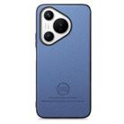 For Huawei Pura 70 Twill Fabric Leather Skin Back Phone Case(Blue) - 2