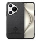 For Huawei Pura 70 Pro Twill Fabric Leather Skin Back Phone Case(Black) - 1