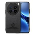 For vivo X200 Pro Twill Fabric Leather Skin Back Phone Case(Black) - 1