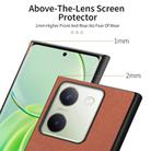 For vivo Y300+ Twill Fabric Leather Skin Back Phone Case(Brown) - 3