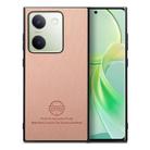 For vivo Y300+ Twill Fabric Leather Skin Back Phone Case(Pink) - 1