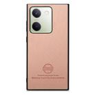 For vivo Y300+ Twill Fabric Leather Skin Back Phone Case(Pink) - 2