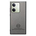 For vivo Y300+ Twill Fabric Leather Skin Back Phone Case(Gray) - 2