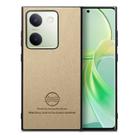 For vivo Y300+ Twill Fabric Leather Skin Back Phone Case(Khaki) - 1