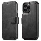 For iPhone 15 Pro Suteni Q05 2-in-1 Multi-function Detachable Wallet MagSafe Phone Case(Black) - 1