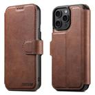 For iPhone 15 Pro Suteni Q05 2-in-1 Multi-function Detachable Wallet MagSafe Phone Case(Brown) - 1