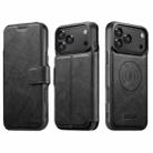 For iPhone 17 Pro Max Suteni Q05 2-in-1 Multi-function Detachable Wallet MagSafe Phone Case(Black) - 1