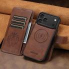 For iPhone 17 Pro Max Suteni Q05 2-in-1 Multi-function Detachable Wallet MagSafe Phone Case(Brown) - 2