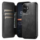 For iPhone 17 Suteni Q05 2-in-1 Multi-function Detachable Wallet MagSafe Phone Case(Black) - 1