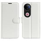 For vivo V50 Global Litchi Texture Horizontal Flip Leather Phone Case with Holder(White) - 1