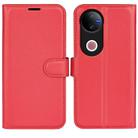 For vivo V50 Global Litchi Texture Horizontal Flip Leather Phone Case with Holder(Red) - 1