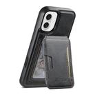 For iPhone 16 Suteni M3 Card Bag MagSafe Cowhide Texture Leather Phone Case(Black) - 1