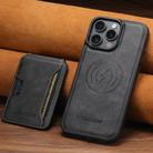 For iPhone 16 Suteni M3 Card Bag MagSafe Cowhide Texture Leather Phone Case(Black) - 3