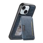 For iPhone 15 Plus Suteni M3 Card Bag MagSafe Cowhide Texture Leather Phone Case(Blue) - 1