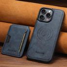 For iPhone 13 Pro Max Suteni M3 Card Bag MagSafe Cowhide Texture Leather Phone Case(Blue) - 3