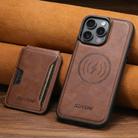 For iPhone 12 Pro Max Suteni M3 Card Bag MagSafe Cowhide Texture Leather Phone Case(Brown) - 3