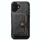 For iPhone 16 Suteni M4 Magnetic Card Bag MagSafe Leather Phone Case(Black) - 1