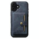 For iPhone 16 Suteni M4 Magnetic Card Bag MagSafe Leather Phone Case(Blue) - 1