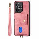 For Realme Neo7 Retro Card Wallet Fold Leather Phone Case with Strap(Pink) - 2