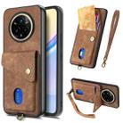For Realme 14 Pro Retro Card Wallet Fold Leather Phone Case with Strap(Brown) - 1