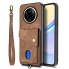 For Realme 14 Pro+ Retro Card Wallet Fold Leather Phone Case with Strap(Brown) - 2