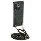 For Realme Neo7 Vintage Leather PC Back Cover Phone Case with Crossbody Strap(Black) - 1
