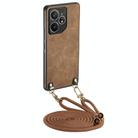 For Realme Neo7 Vintage Leather PC Back Cover Phone Case with Crossbody Strap(Brown) - 1