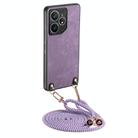 For Realme Neo7 Vintage Leather PC Back Cover Phone Case with Crossbody Strap(Purple) - 1