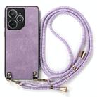For Realme Neo7 Vintage Leather PC Back Cover Phone Case with Crossbody Strap(Purple) - 2