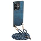 For Realme Neo7 Vintage Leather PC Back Cover Phone Case with Crossbody Strap(Blue) - 1