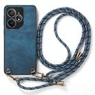 For Realme Neo7 Vintage Leather PC Back Cover Phone Case with Crossbody Strap(Blue) - 2