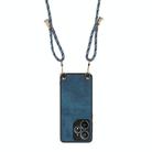For Realme Neo7 Vintage Leather PC Back Cover Phone Case with Crossbody Strap(Blue) - 3