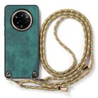 For Realme 14 Pro Vintage Leather PC Back Cover Phone Case with Crossbody Strap(Green) - 2