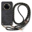 For Realme 14 Pro Vintage Leather PC Back Cover Phone Case with Crossbody Strap(Black) - 2