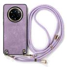 For Realme 14 Pro Vintage Leather PC Back Cover Phone Case with Crossbody Strap(Purple) - 2