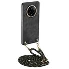 For Realme 14 Pro+ Vintage Leather PC Back Cover Phone Case with Crossbody Strap(Black) - 1