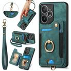 For Realme Neo7 Retro Skin-feel Ring Multi-card Wallet Phone Case(Green) - 1