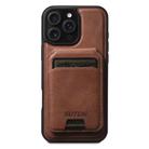 For iPhone 13 Pro Suteni M5 Magnetic Card Bag MagSafe Leather Phone Case(Brown) - 1