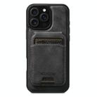 For iPhone 12 Pro Max Suteni M5 Magnetic Card Bag MagSafe Leather Phone Case(Black) - 1
