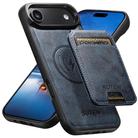 For iPhone 17 Air Suteni M5 Magnetic Card Bag MagSafe Leather Phone Case(Blue) - 1